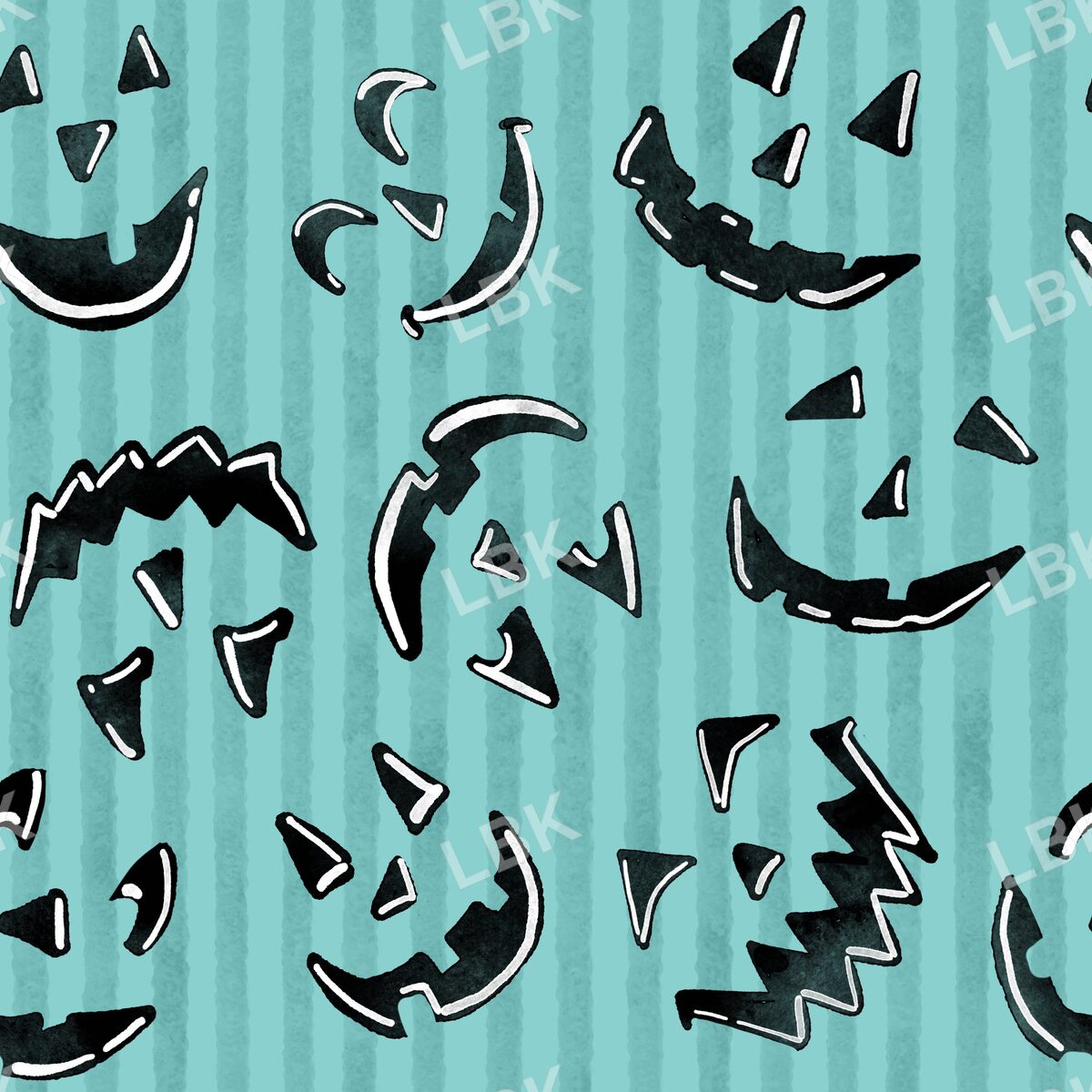 Striped Jack-o-lantern faces aqua