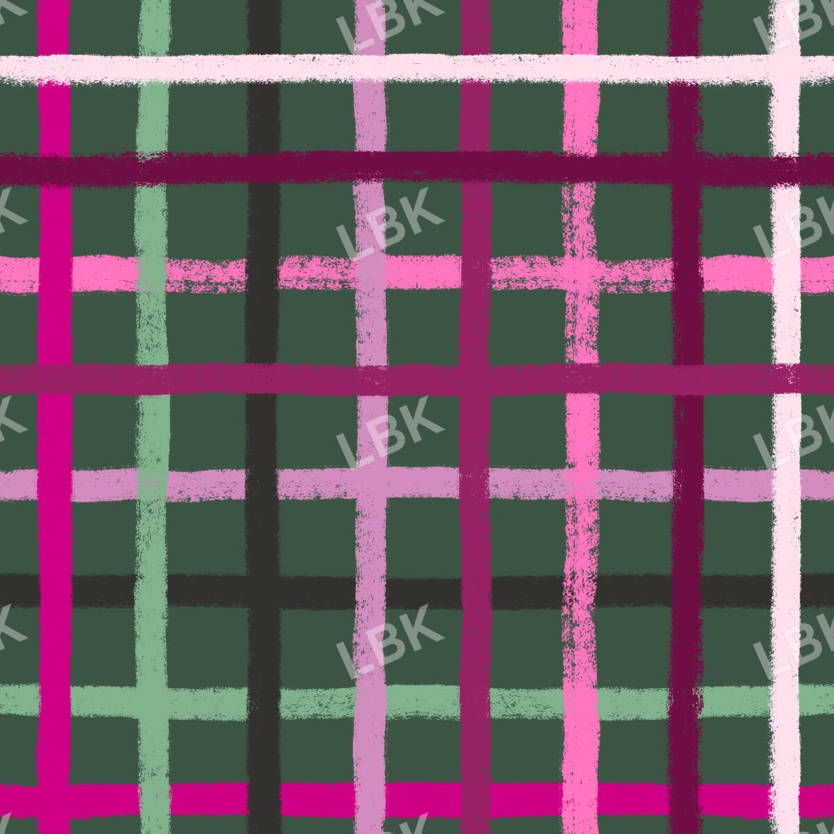 Olive green multicolor gouache plaid
