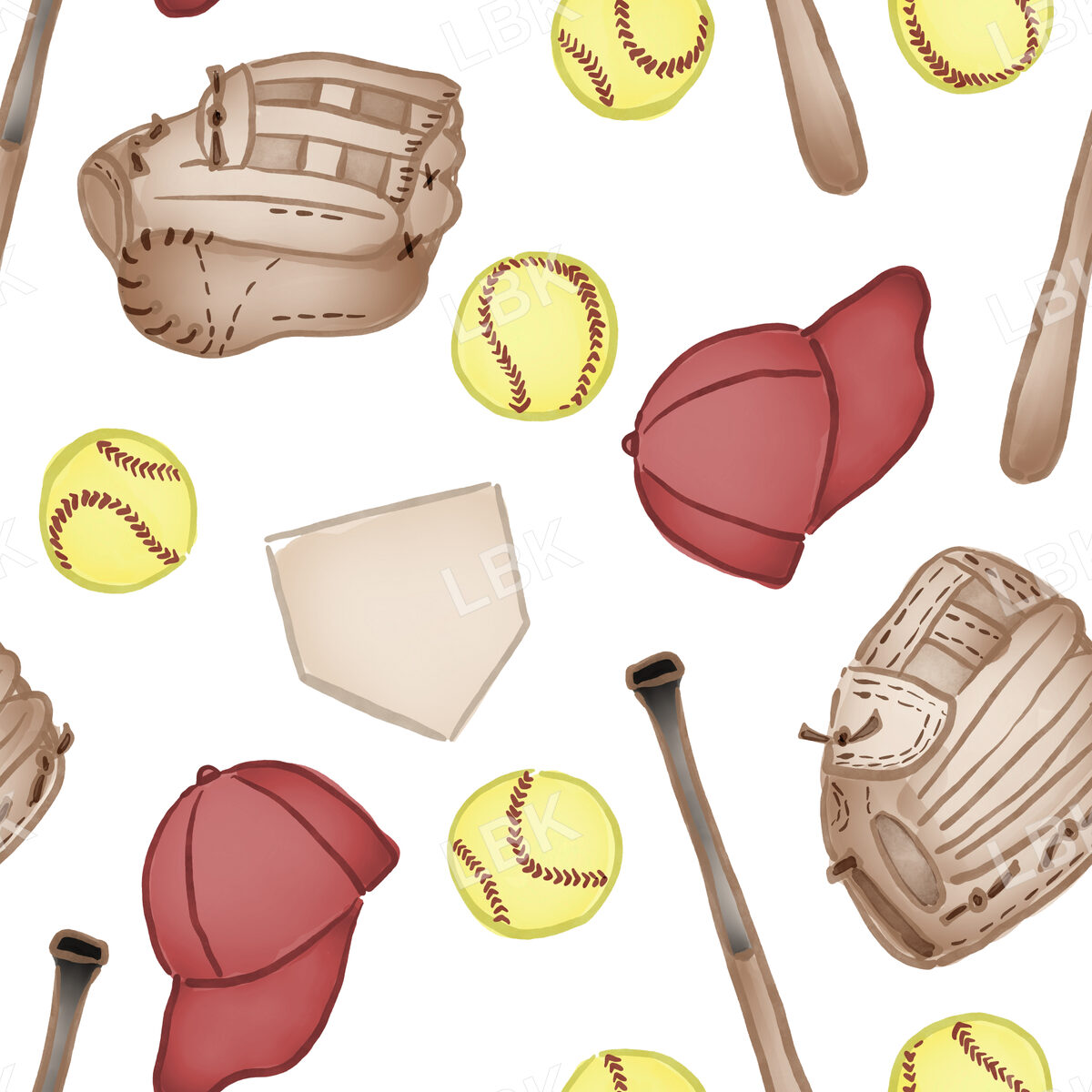 Softball - White - Red Hats