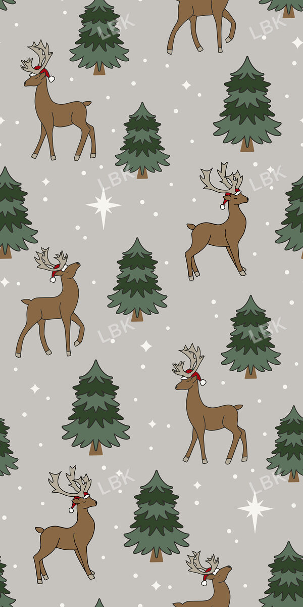 Classic Christmas Reindeer Grey