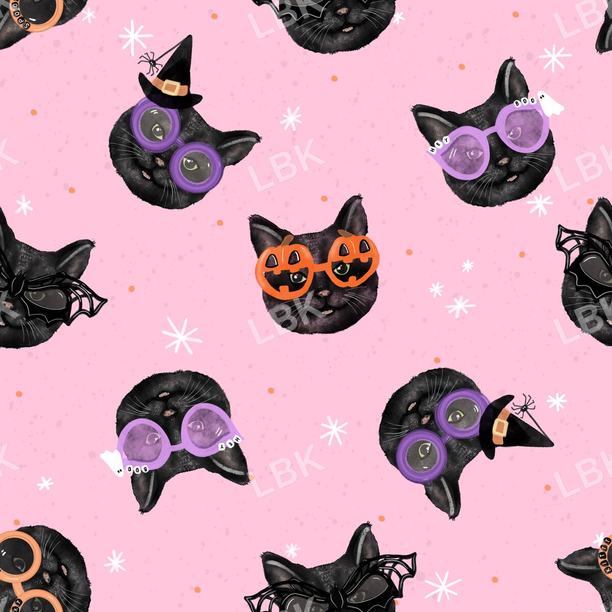 Meowlloween cats tossed pink