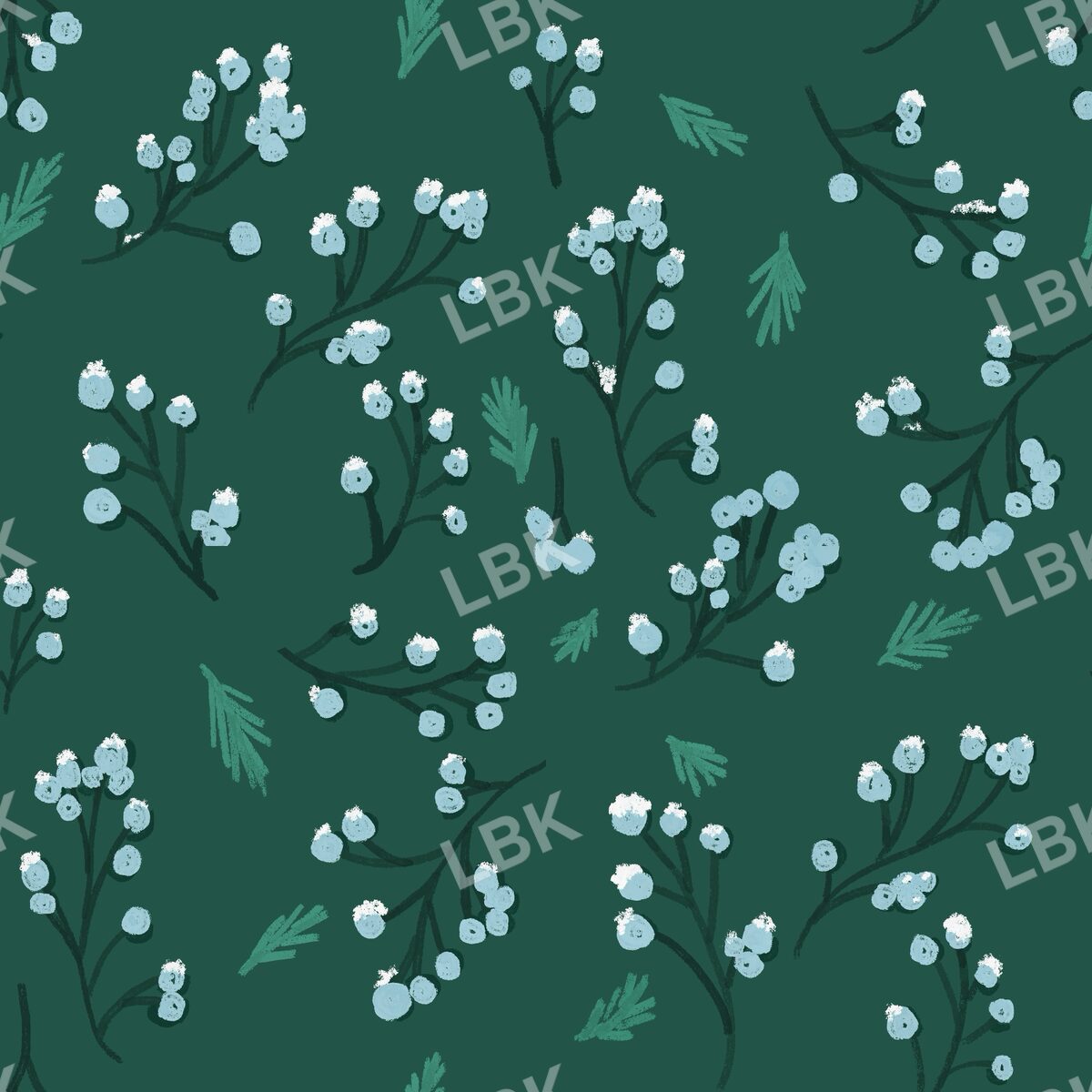 Pine and snow covered verry dark green