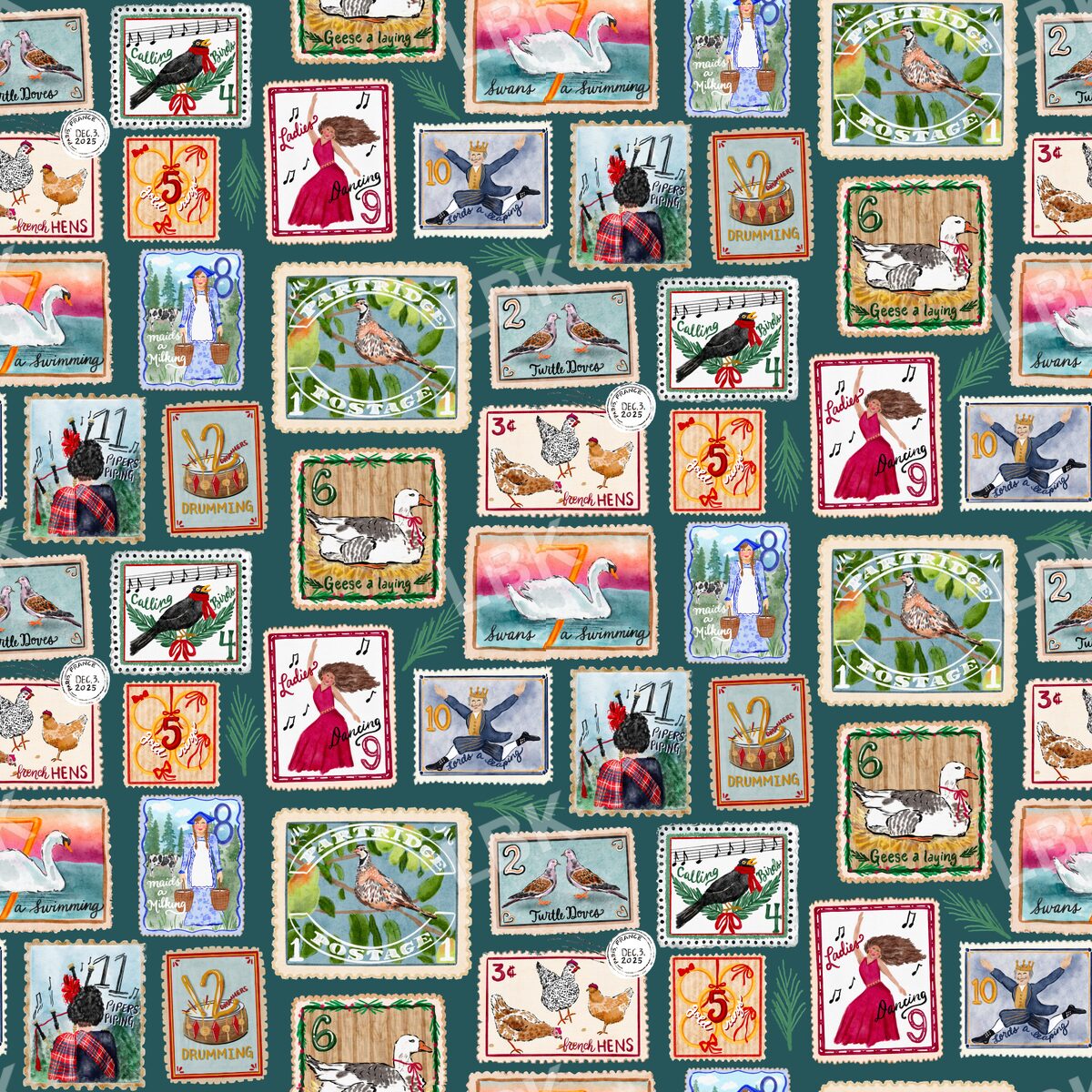 Twelve days of Christmas teal