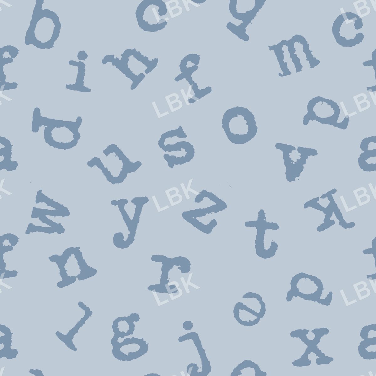 Typewriter alphabet toss - dusty blue tonal