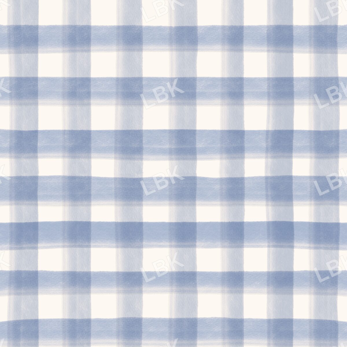 Watercolor gingham plaid dusty blue