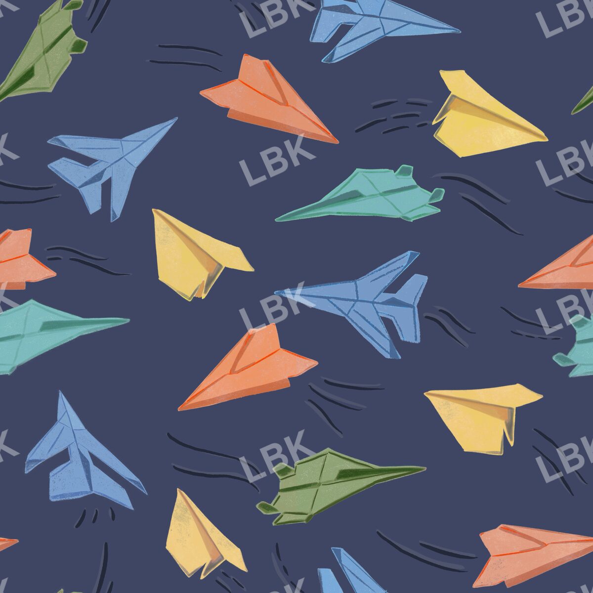 Paper airplanes passing notes - dark blue