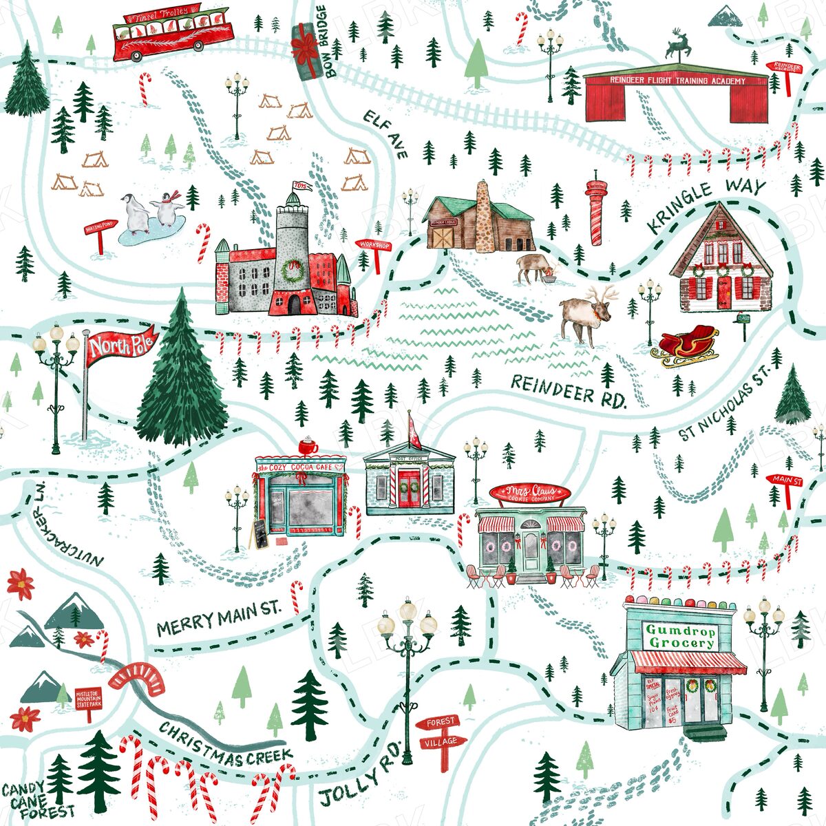 North Pole map - white