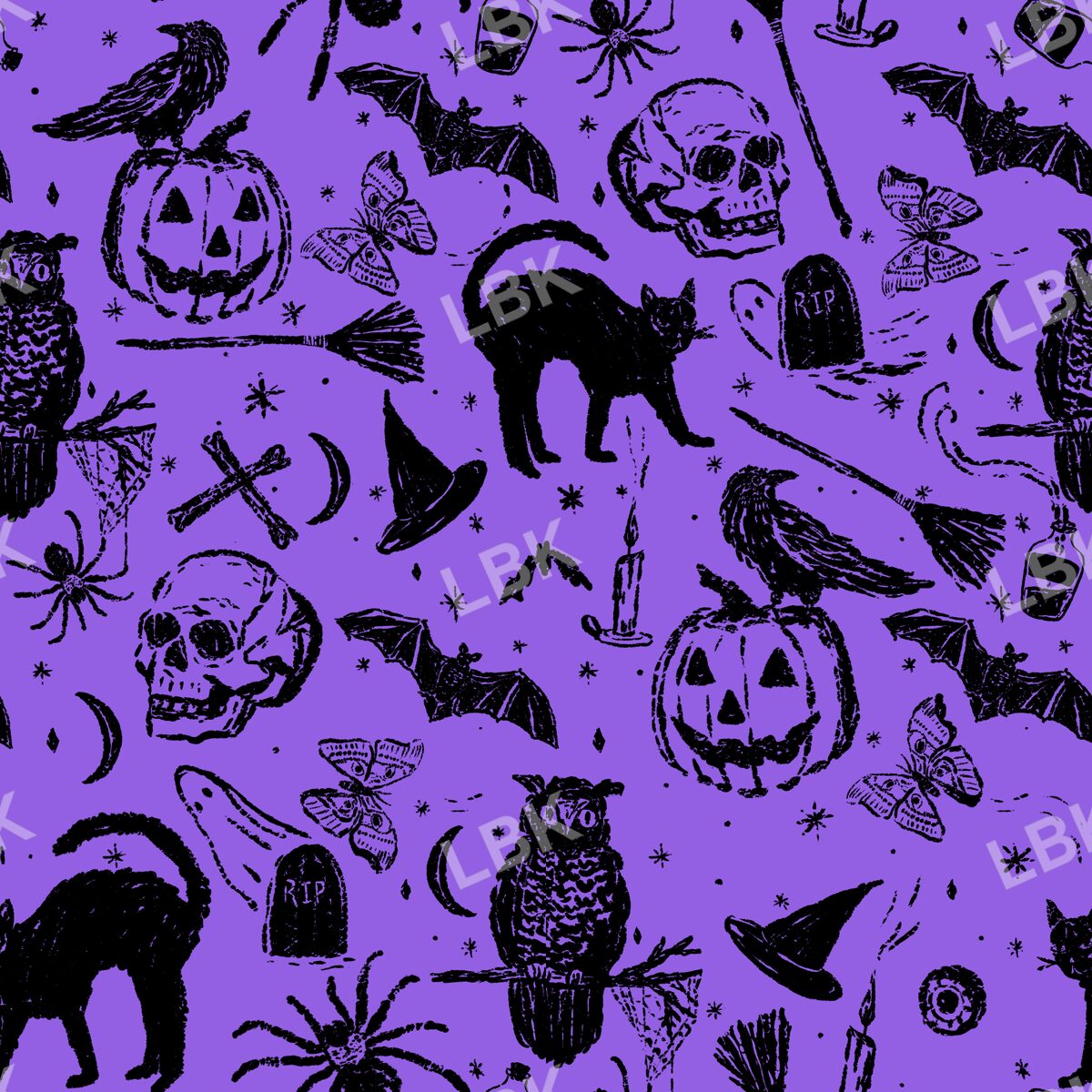Vintage Halloween sketch purple