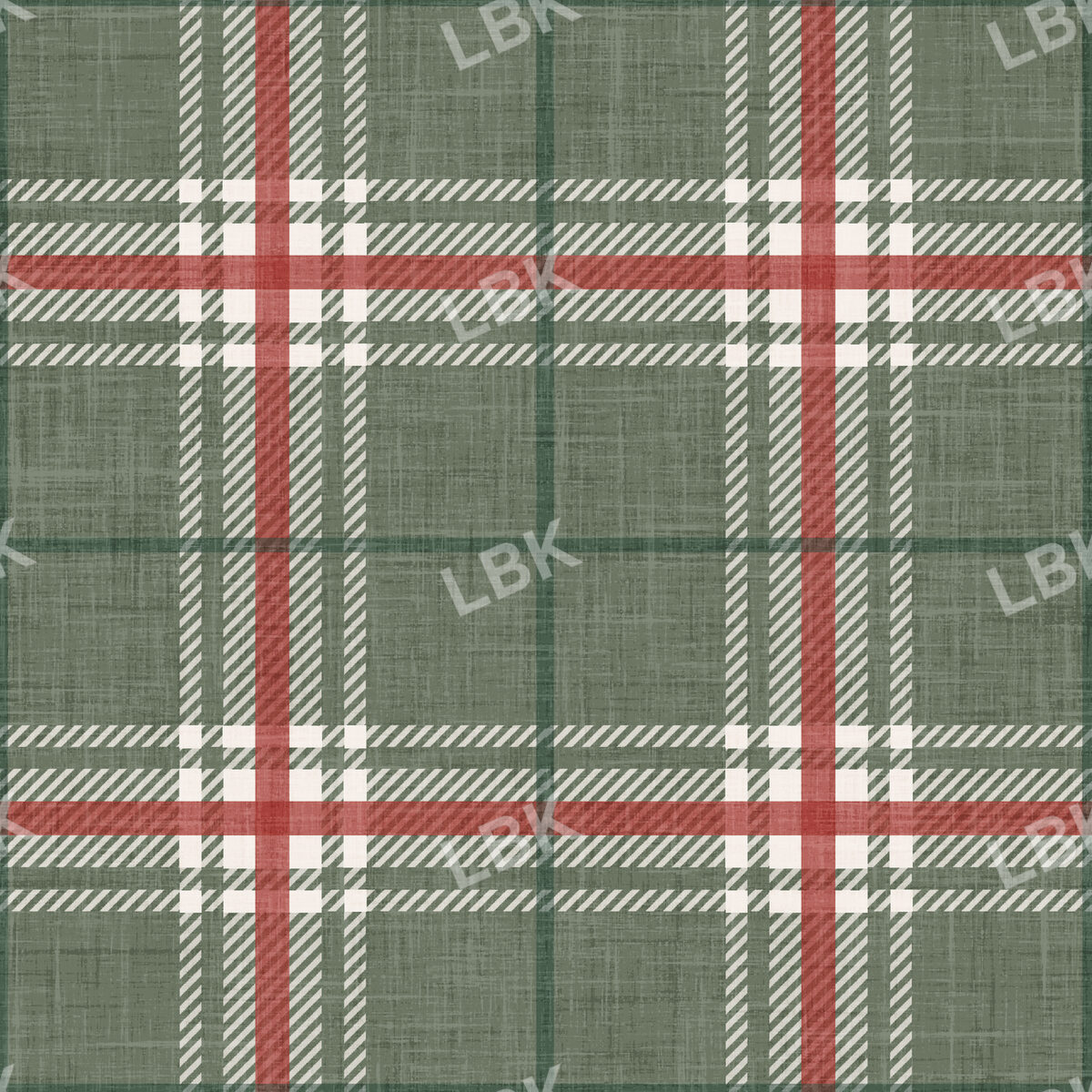 Christmas Faux Flannel Plaid Mistletoe