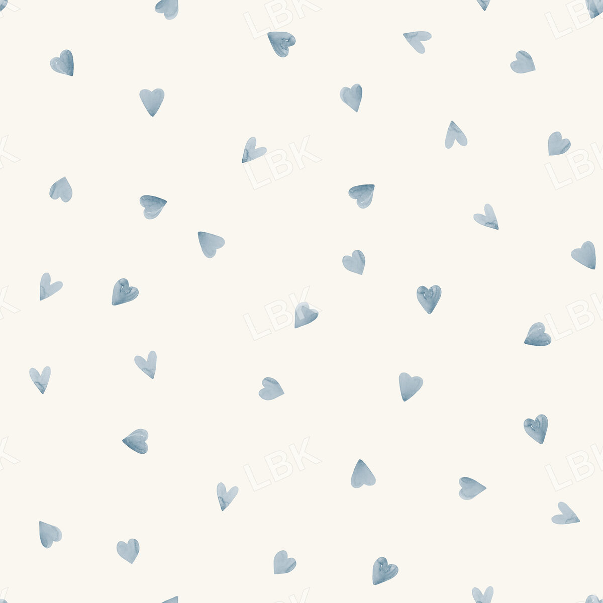 Ditsy Antique Blue Hearts on Off-White