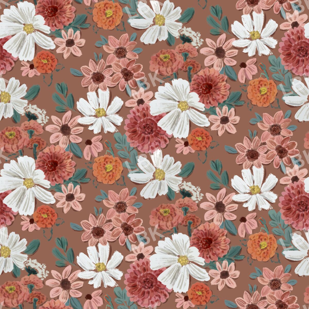 Autumn bliss floral tobacco brown