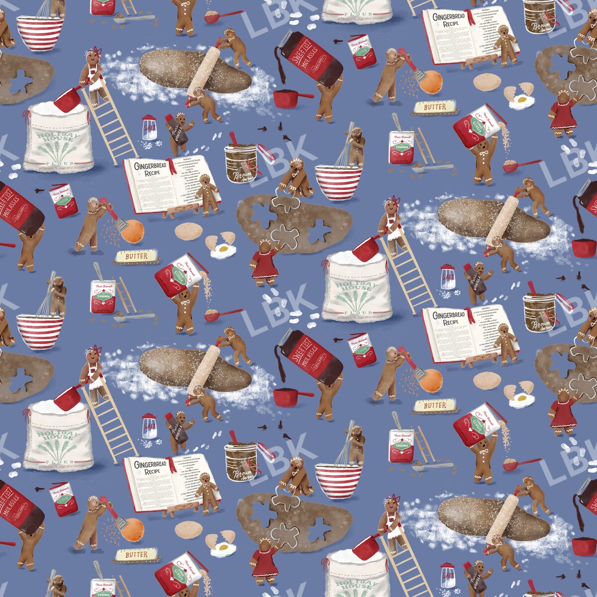 Gingerbread Bakers winter blue