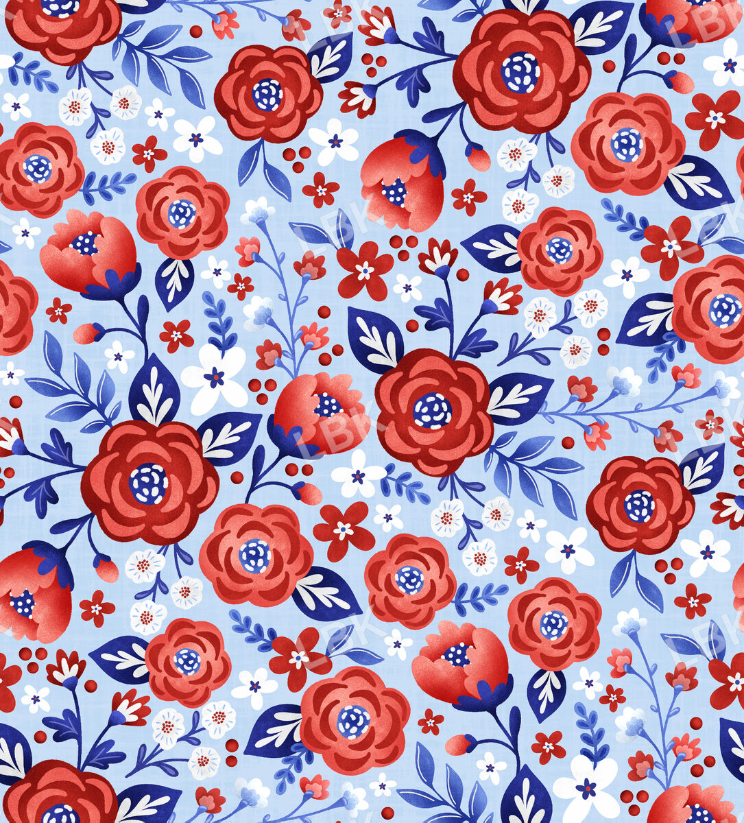 All American Floral Blue