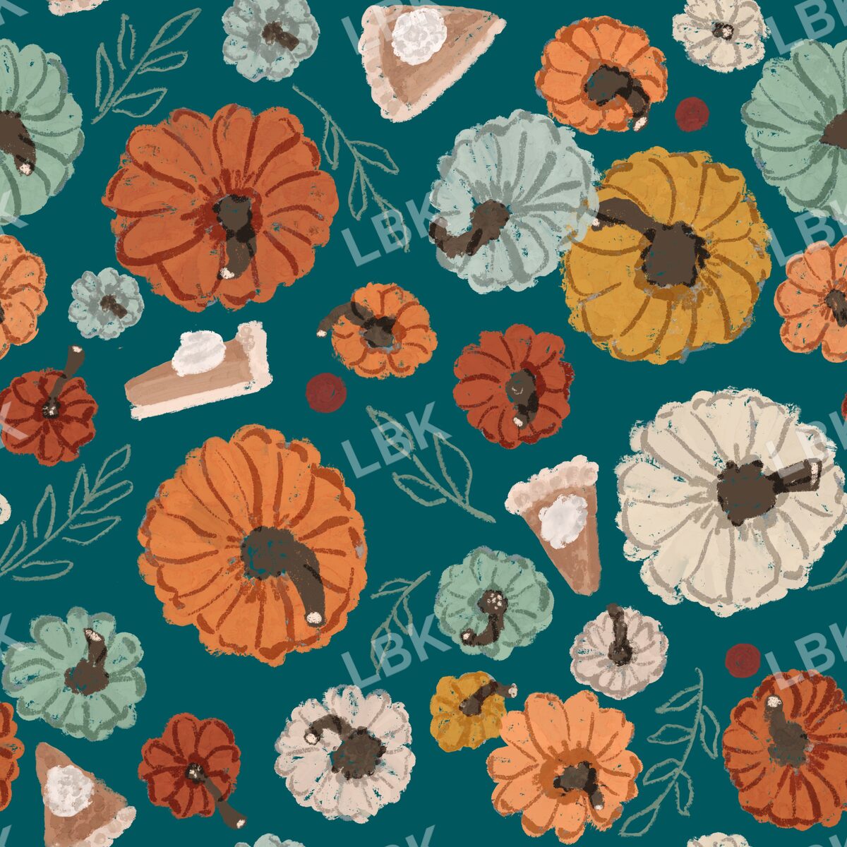 Pumpkins and Pie Teal