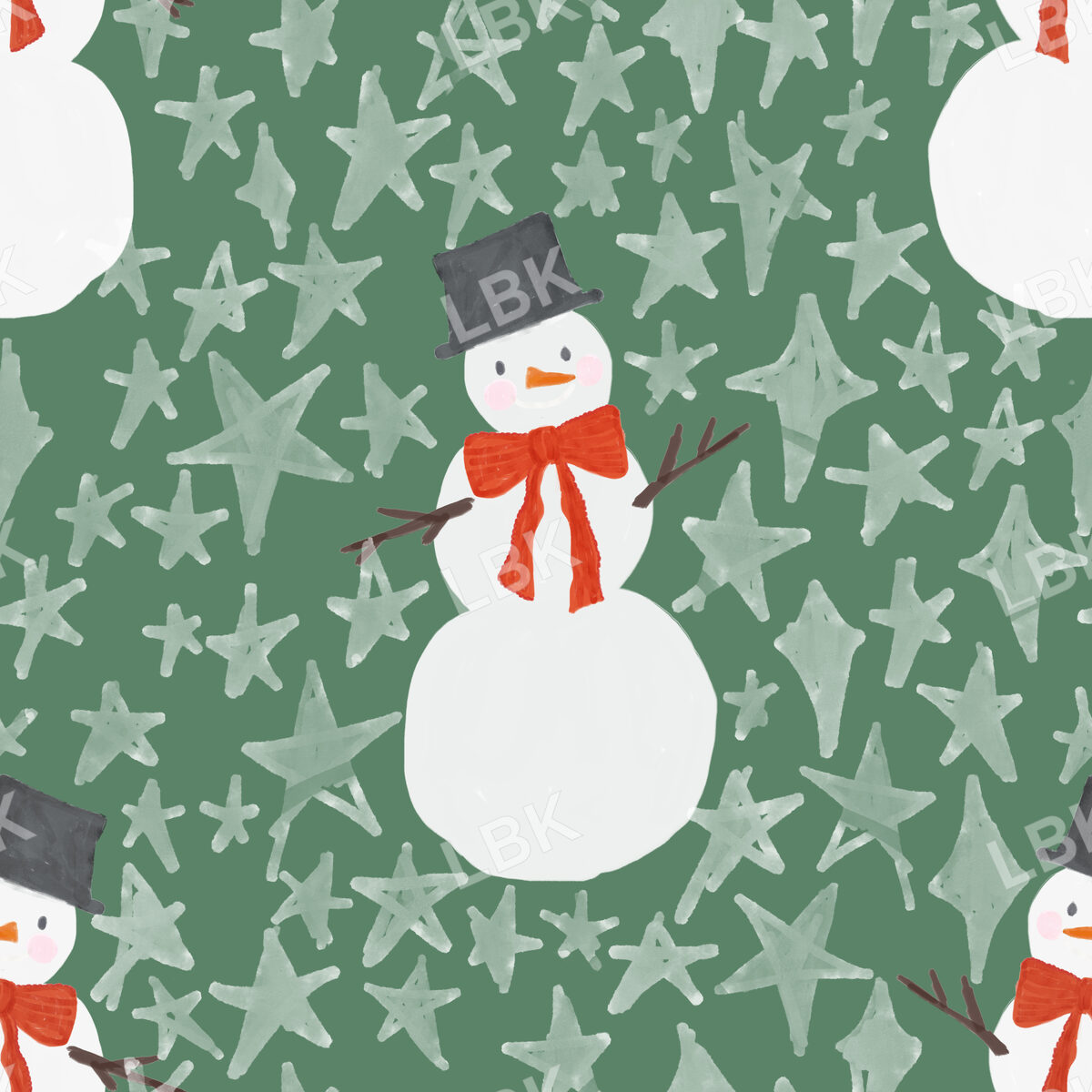 Festive Snowman-Pine Green