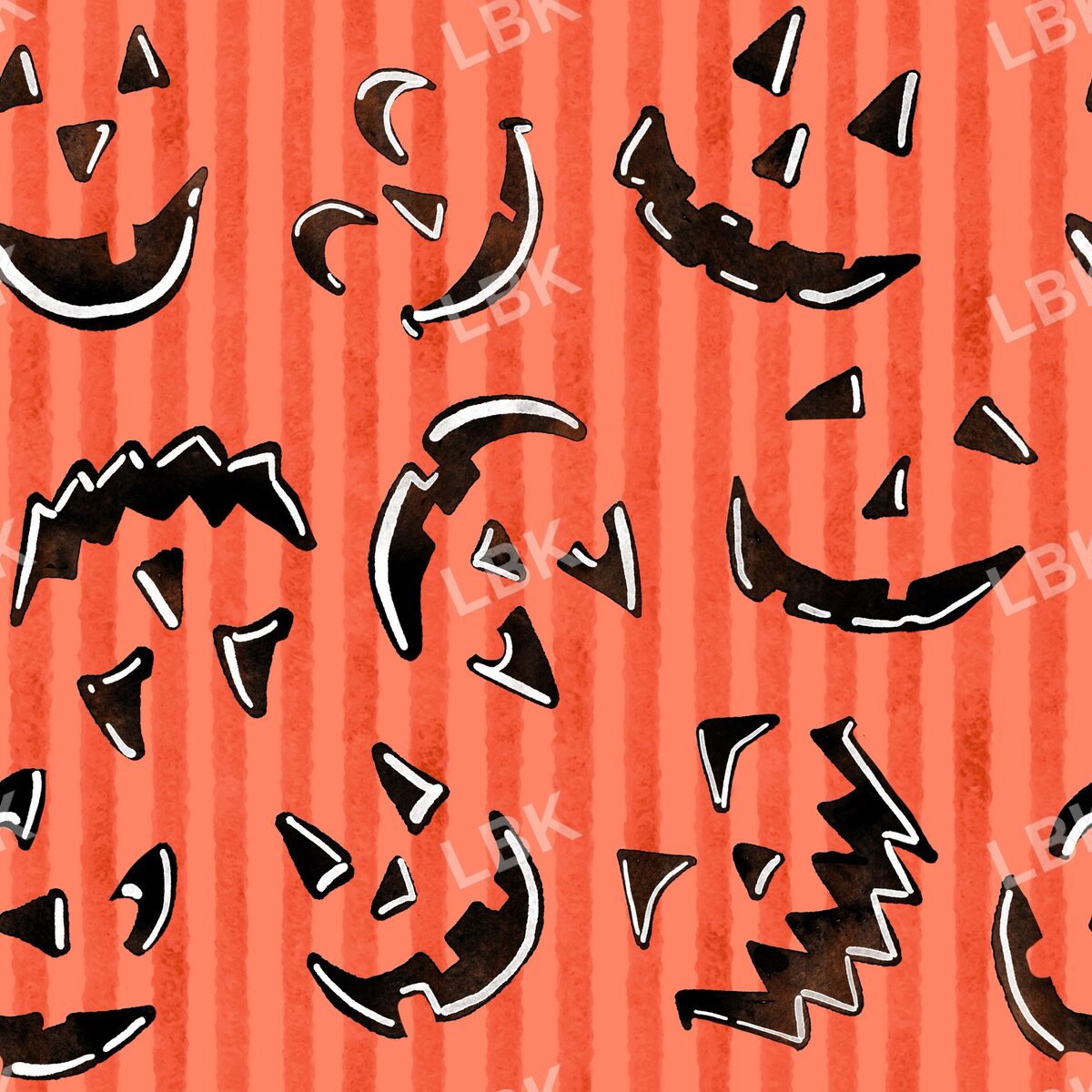 Striped Jack-o-lantern faces red orange