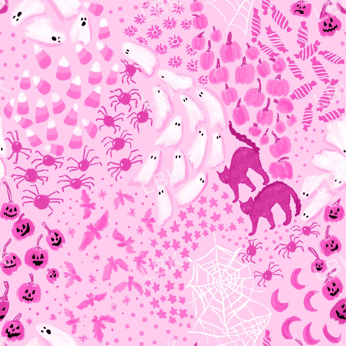 Halloween ditsy pink tonal