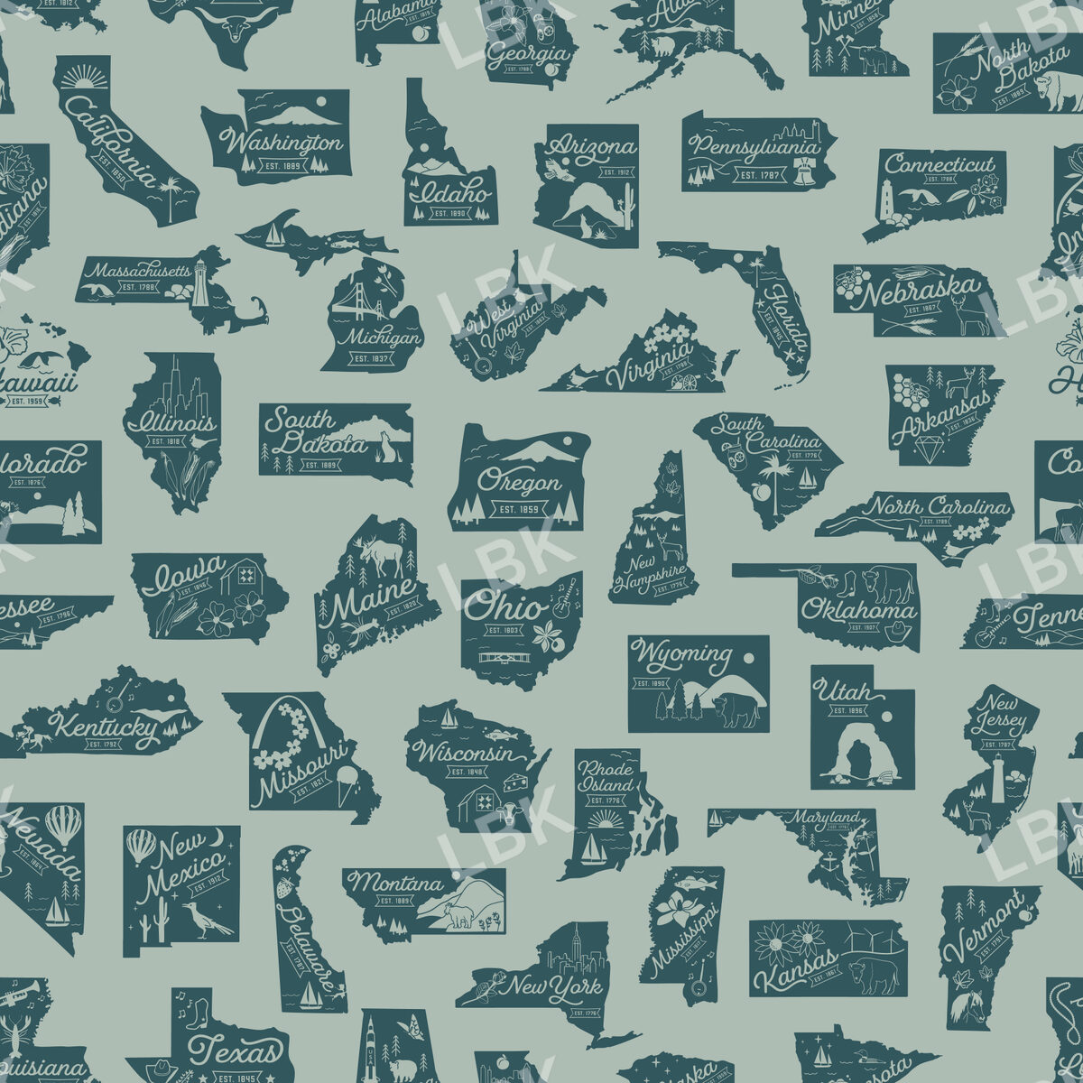 Vintage USA State Terrazzo-Sage