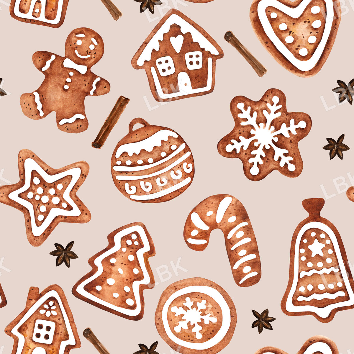 Gingerbread Cookies on Dusty Beige