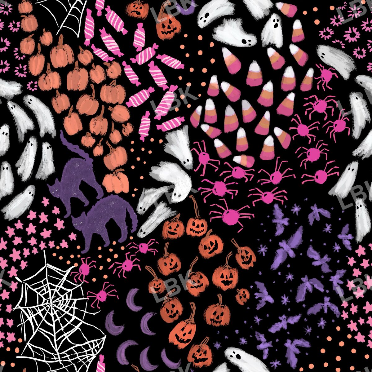 Halloween ditsy mix black and pink