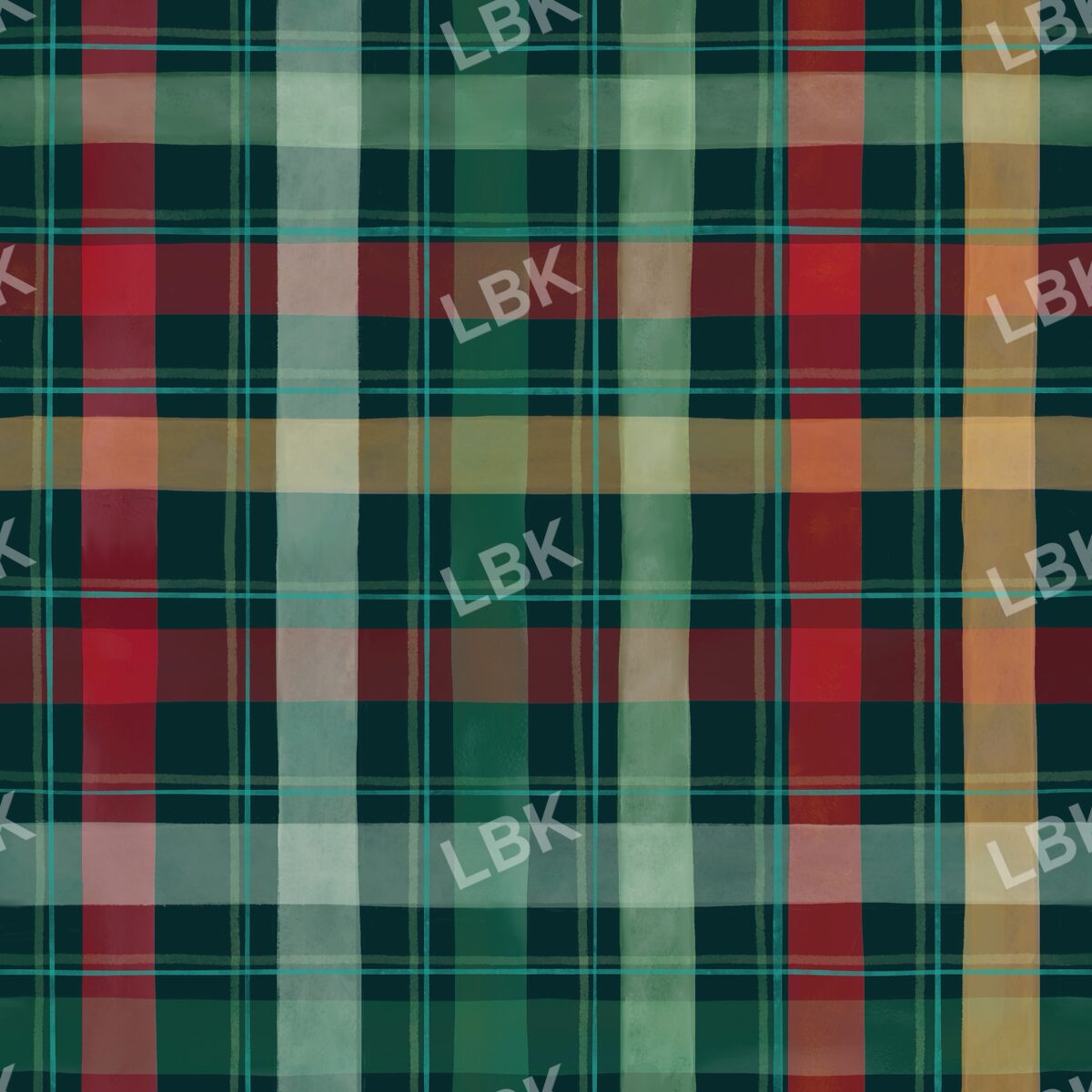 Joyous Holiday plaid dark teal green