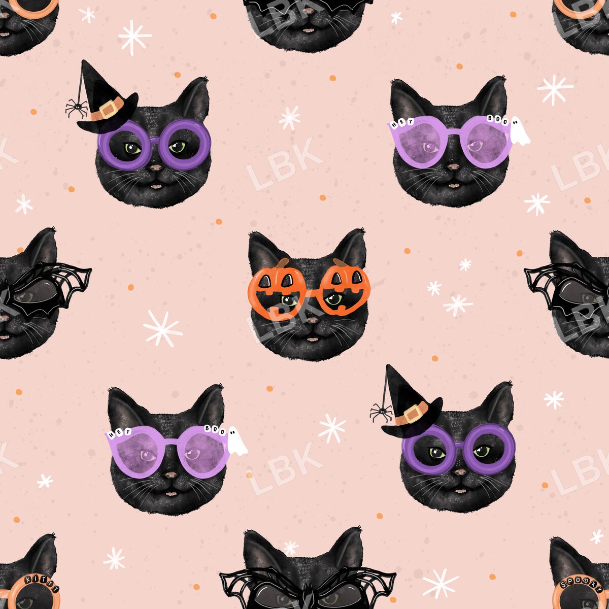 Meowlloween cats lt pink