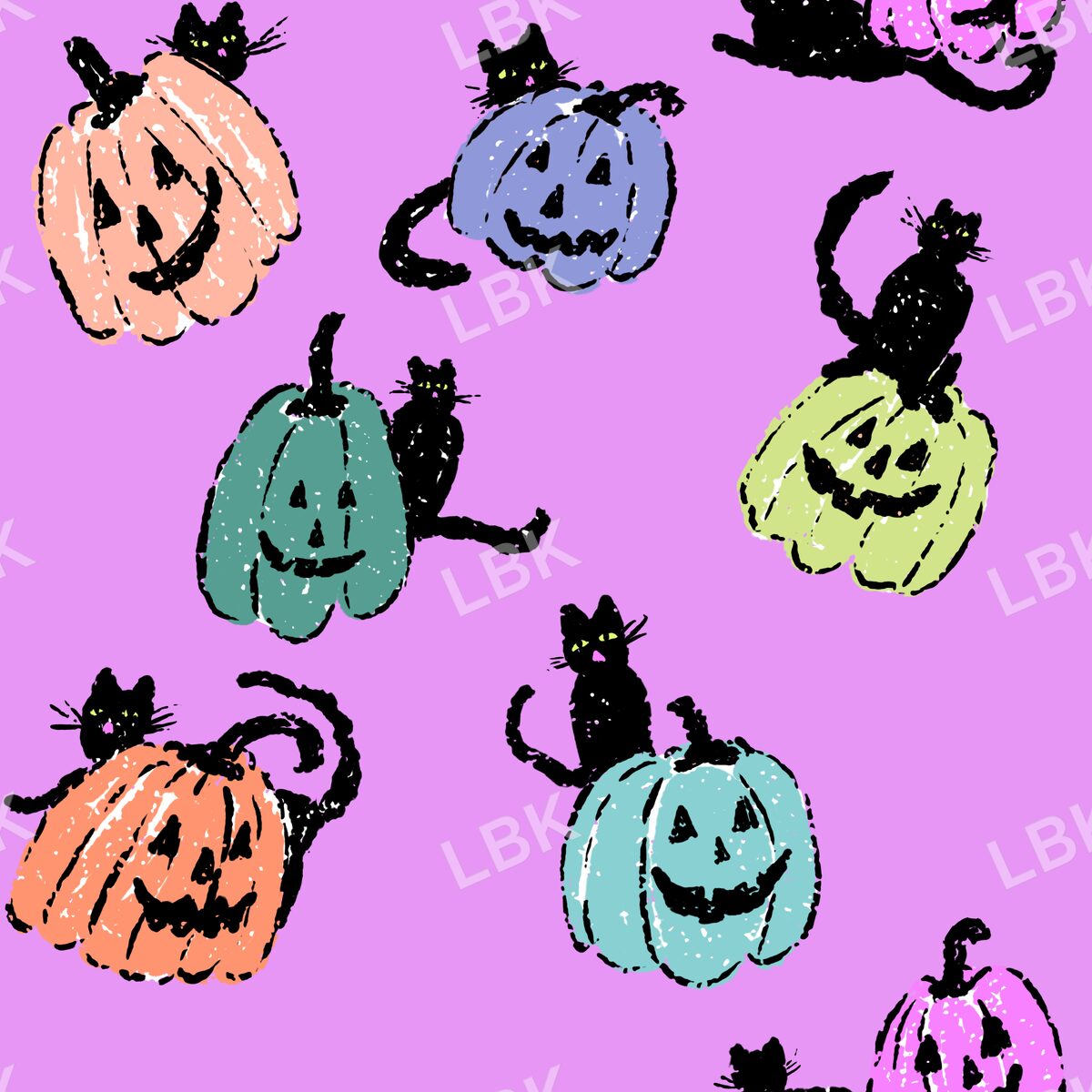 Black cats and Jack o lanterns cool pink