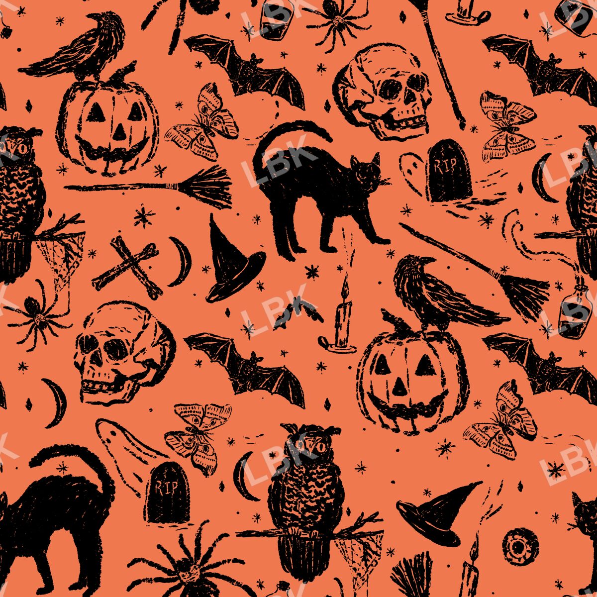 Vintage Halloween sketch orange
