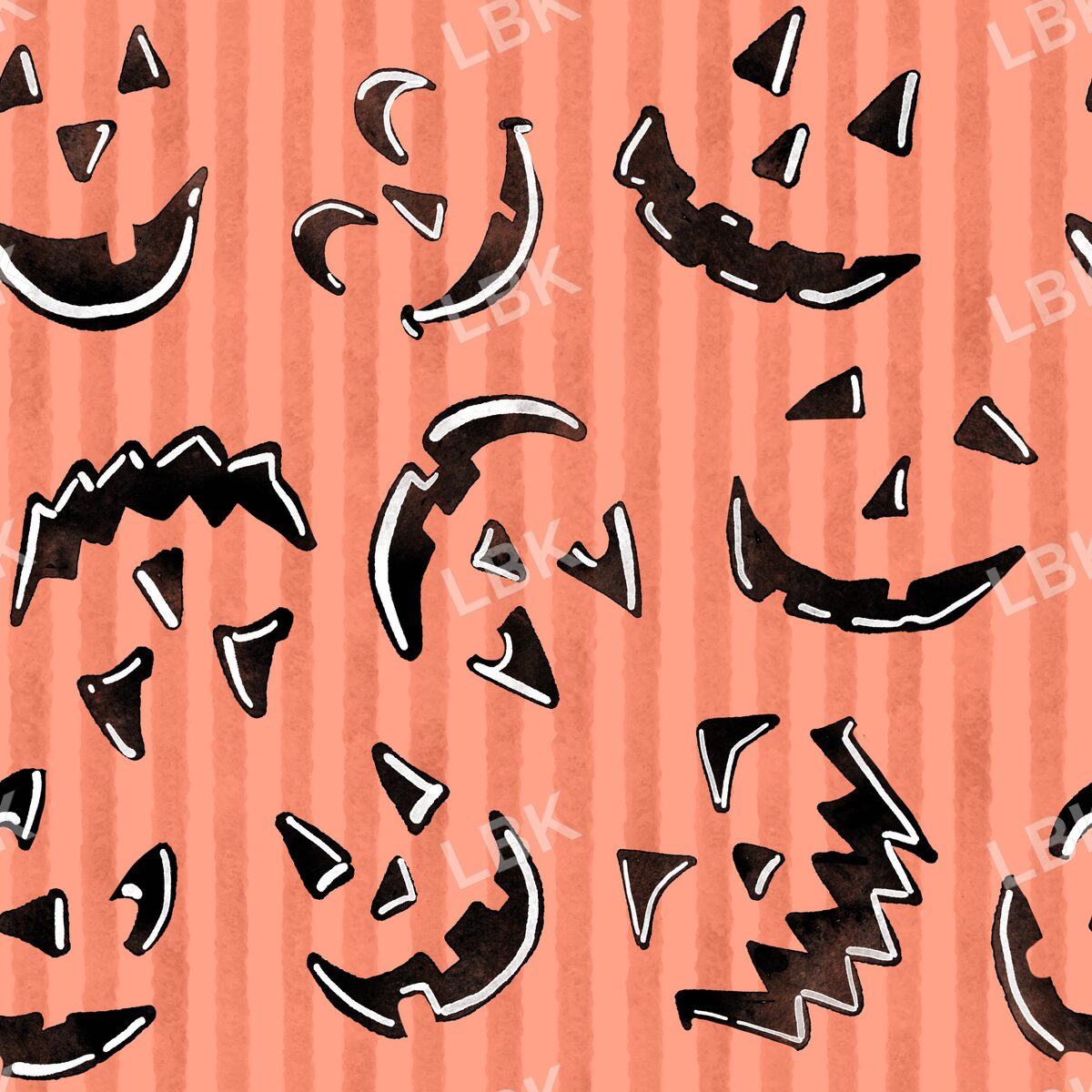Striped Jack-o-lantern faces light orange