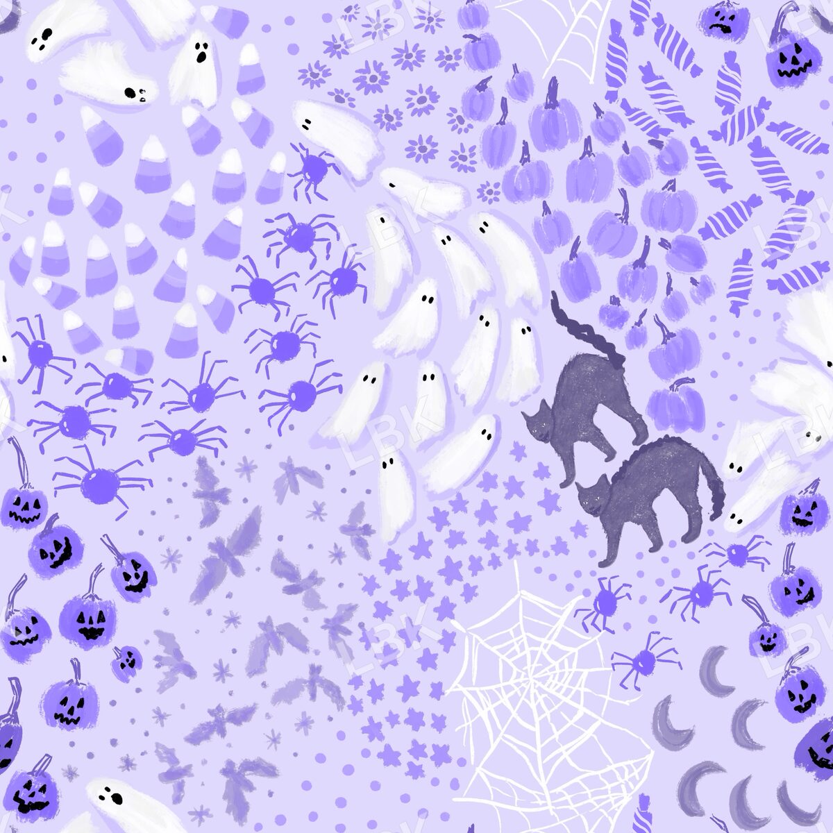 Halloween ditsy mix cool purple tonal