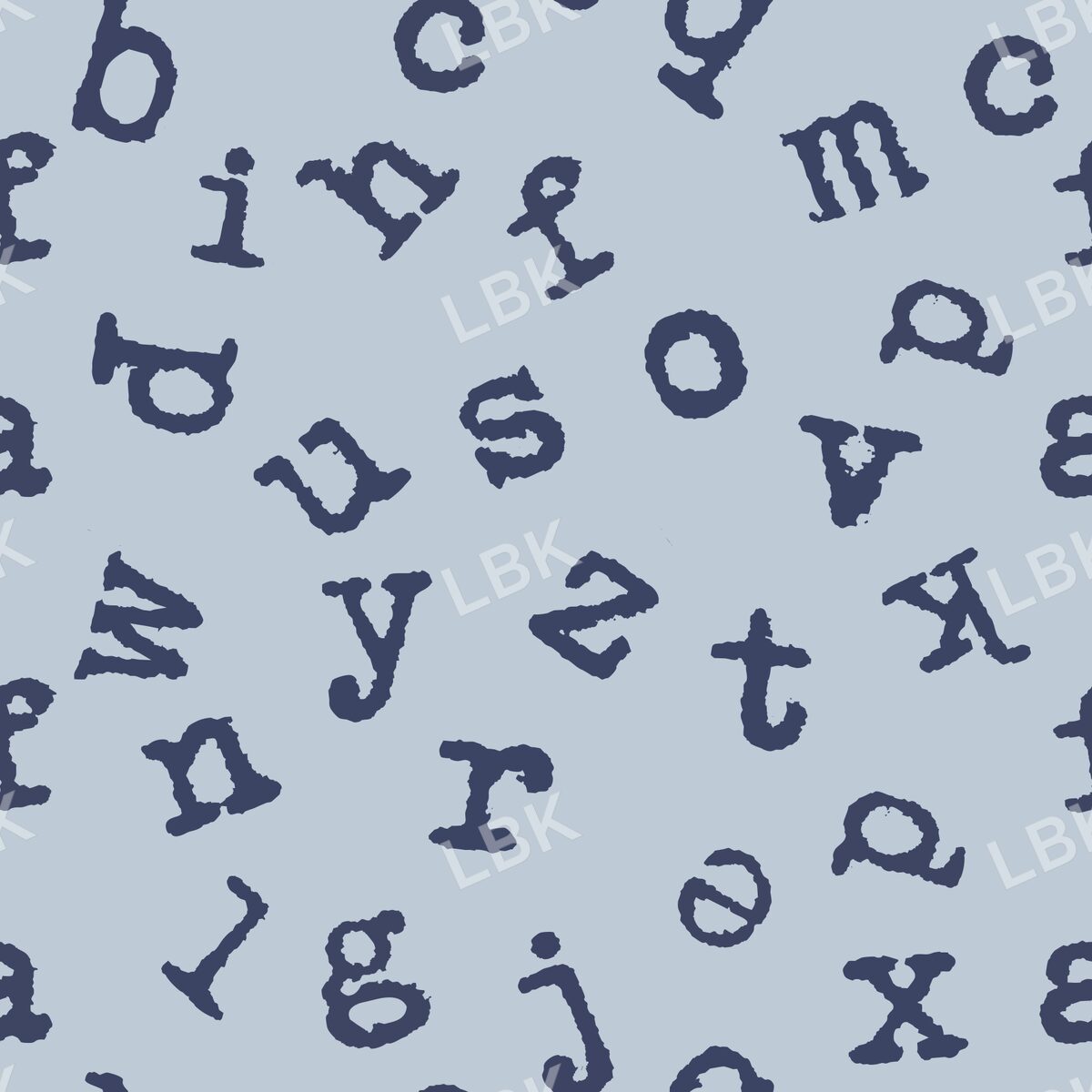 Typewriter alphabet toss - dusty blue and navy