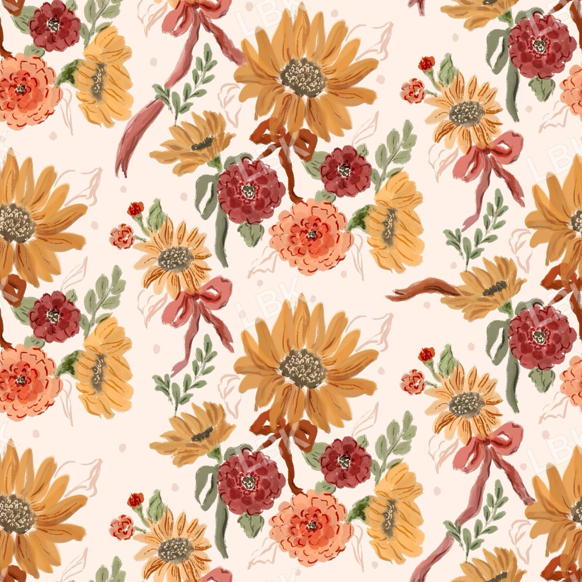 Autumn ribbon floral cream