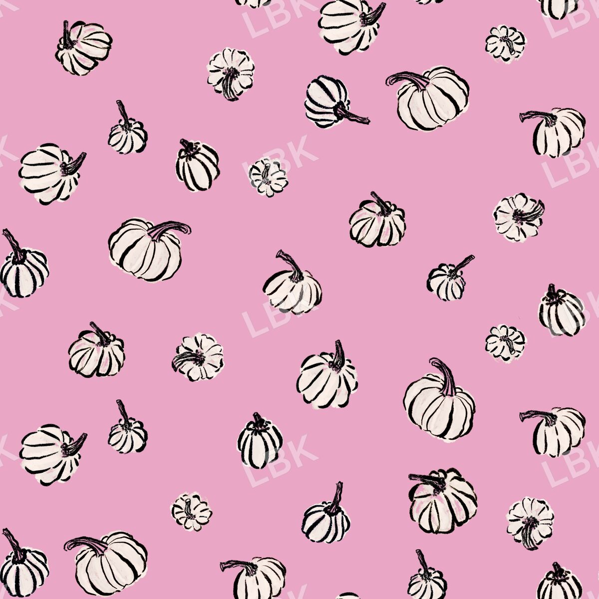 Tossed sketched fall pumpkins pink