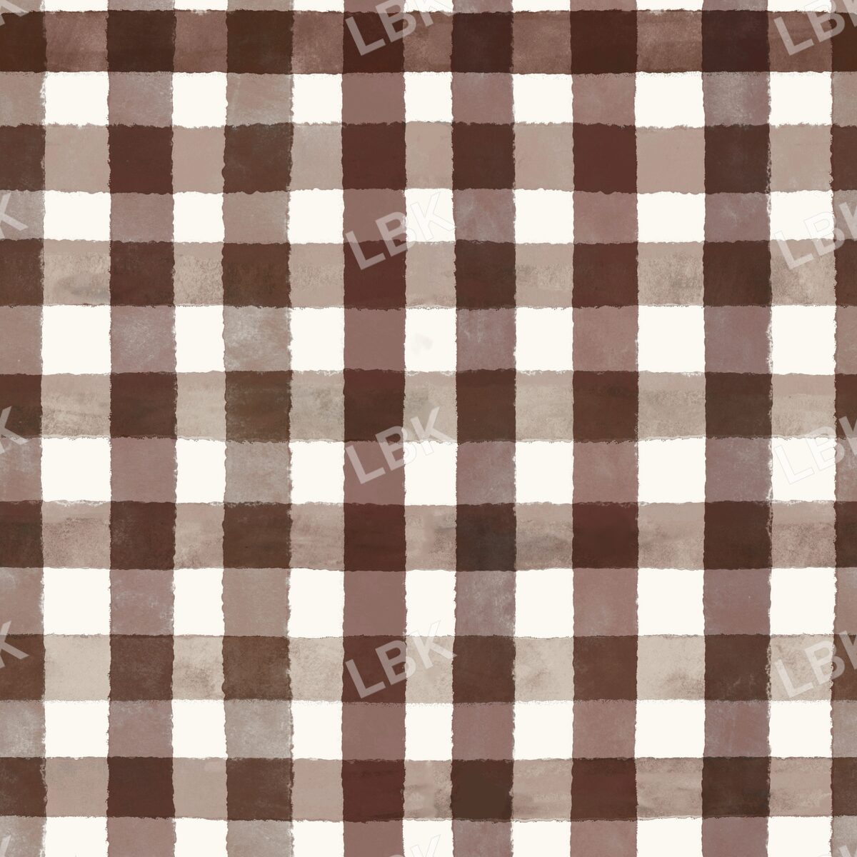Fall harvest gingham plaid - dark chocolate brown/cream