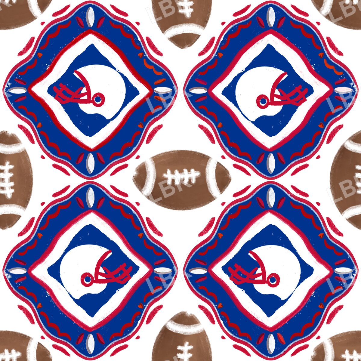 Buffalo team football tiles white
