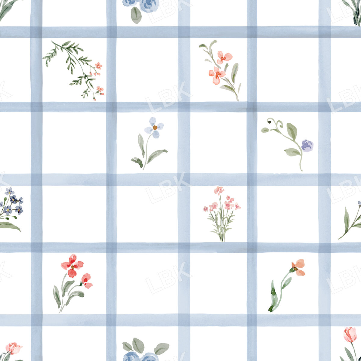 Dainty Cottagecore Summer Garden Buffalo Check