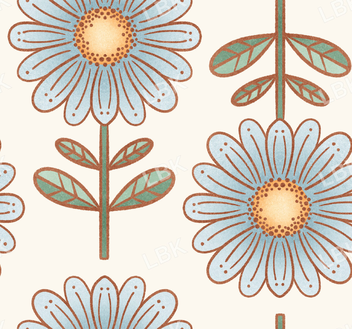Cottontail Folk Flowers Blue