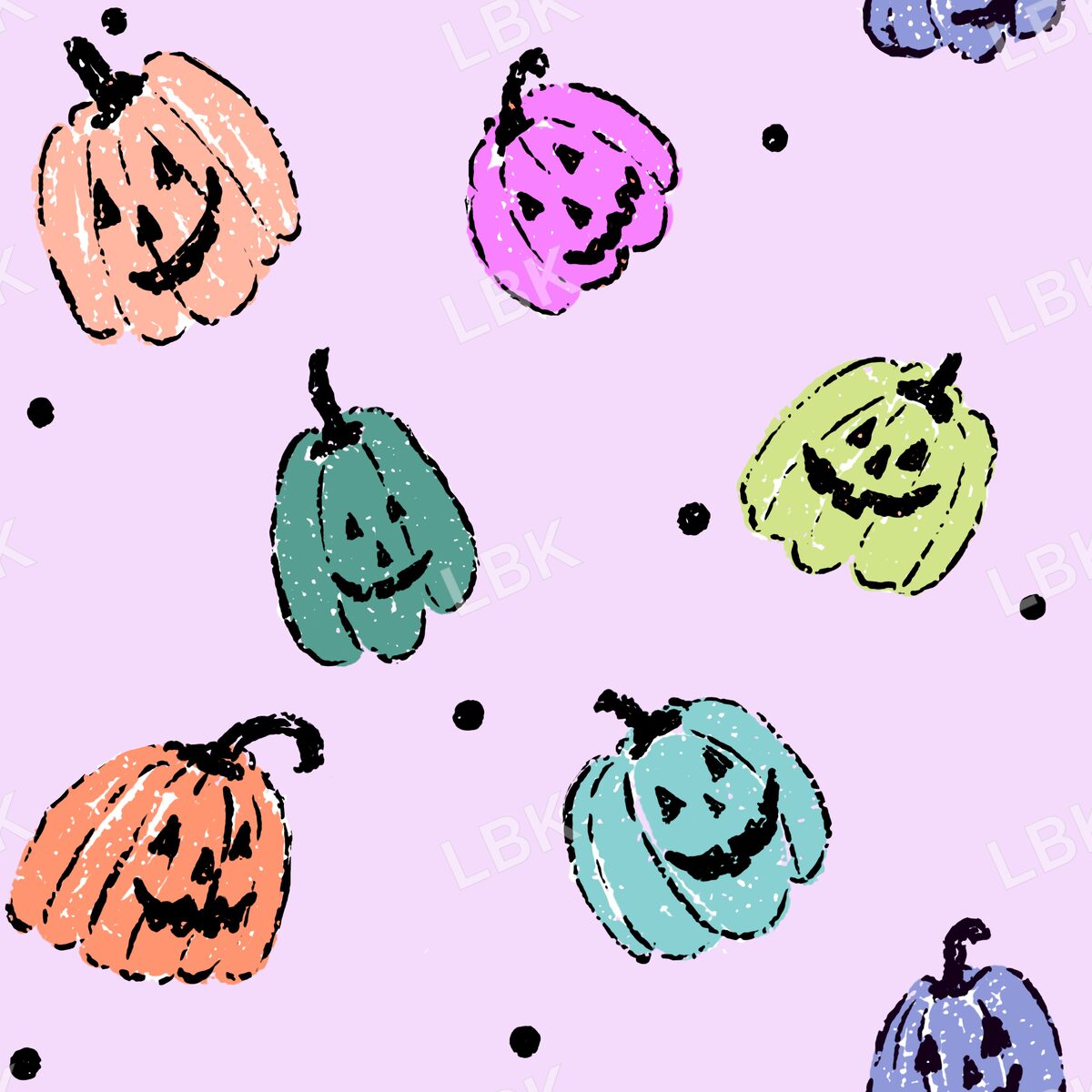 Jolly jack o lanterns lilac with dots