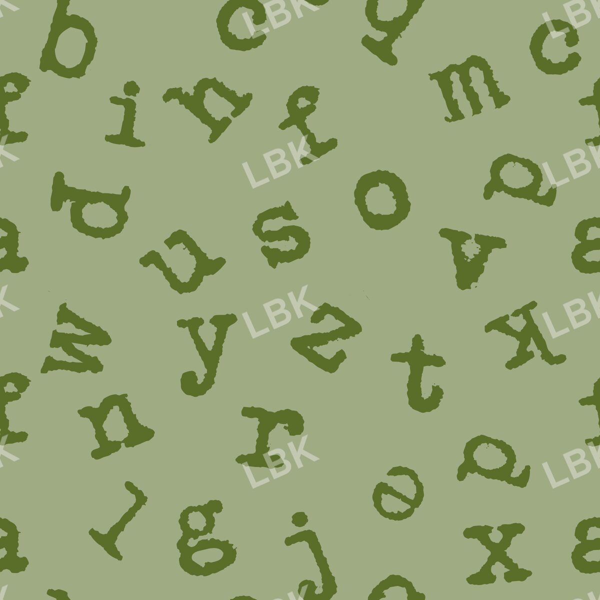Typewriter alphabet toss - olive green tonal
