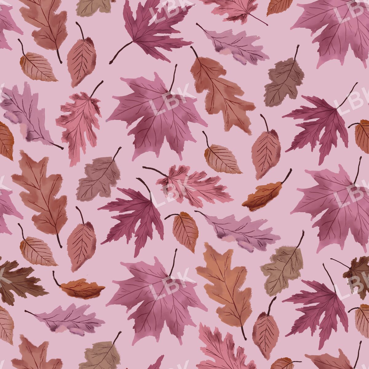 Autumn falling leaves mauve pink