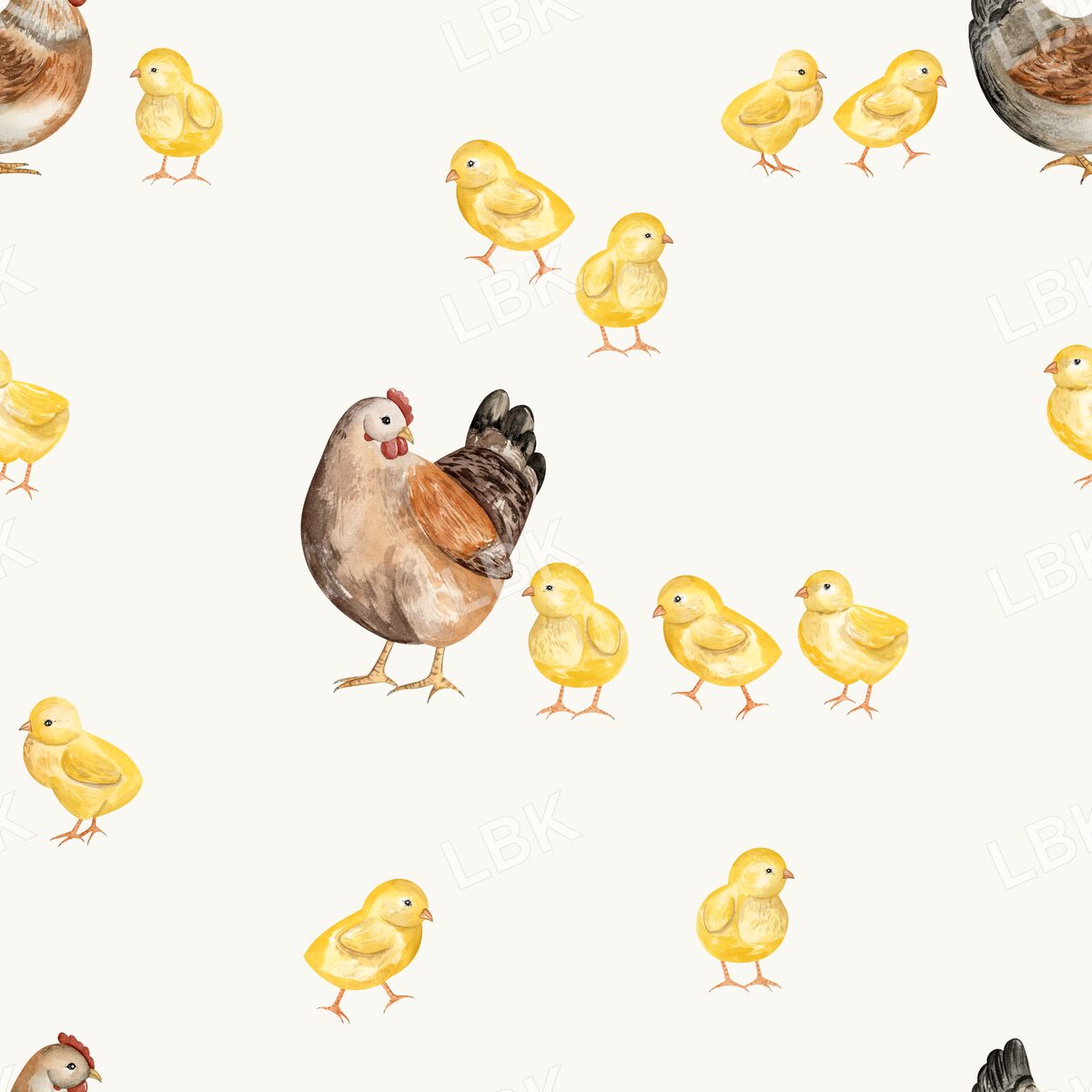 watercolor Chickens6x6