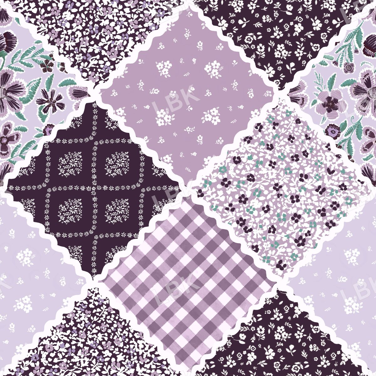 Gathered garden rick rack patchwork purple