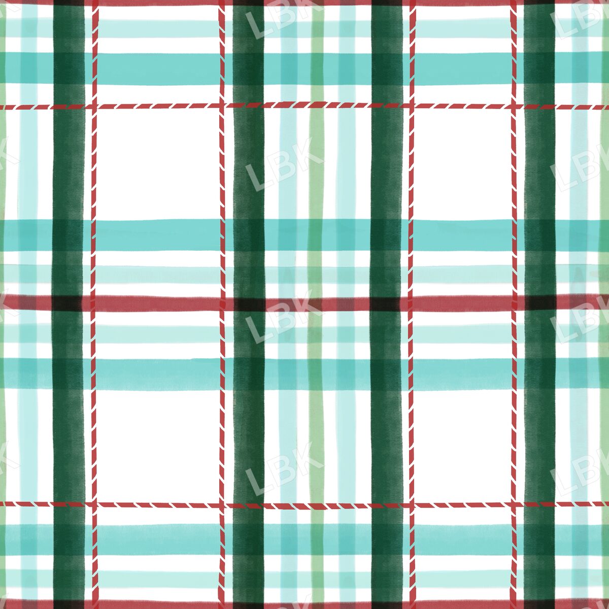 white green turquoise red plaid