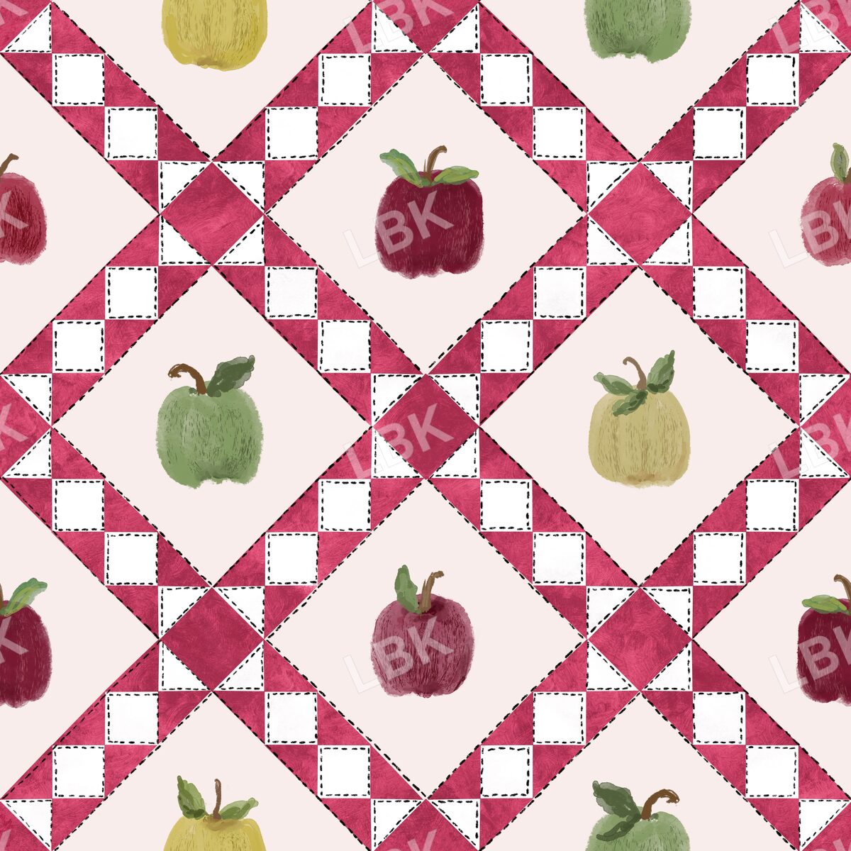 Apple Season geo quilt red tan