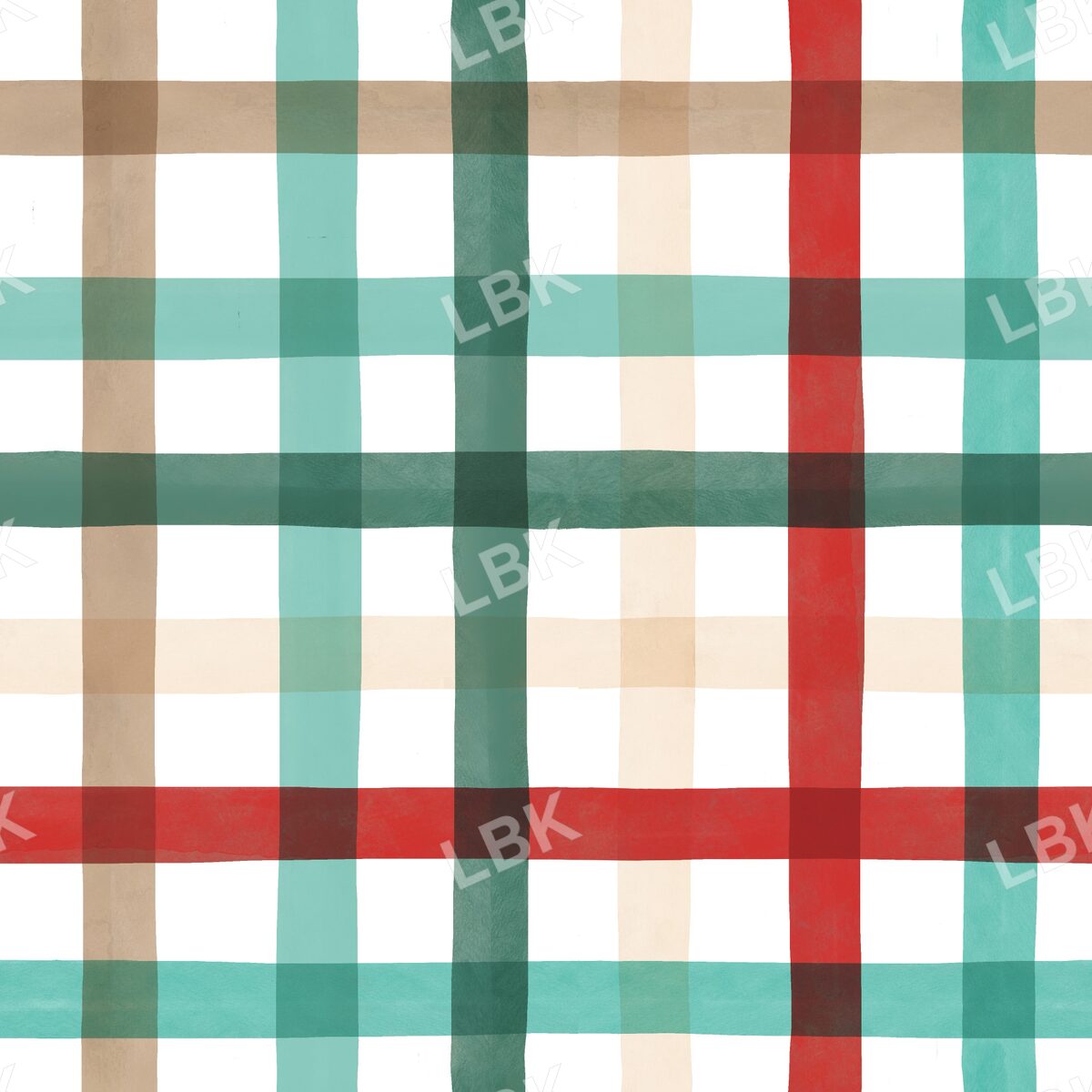 Holiday plaid on white
