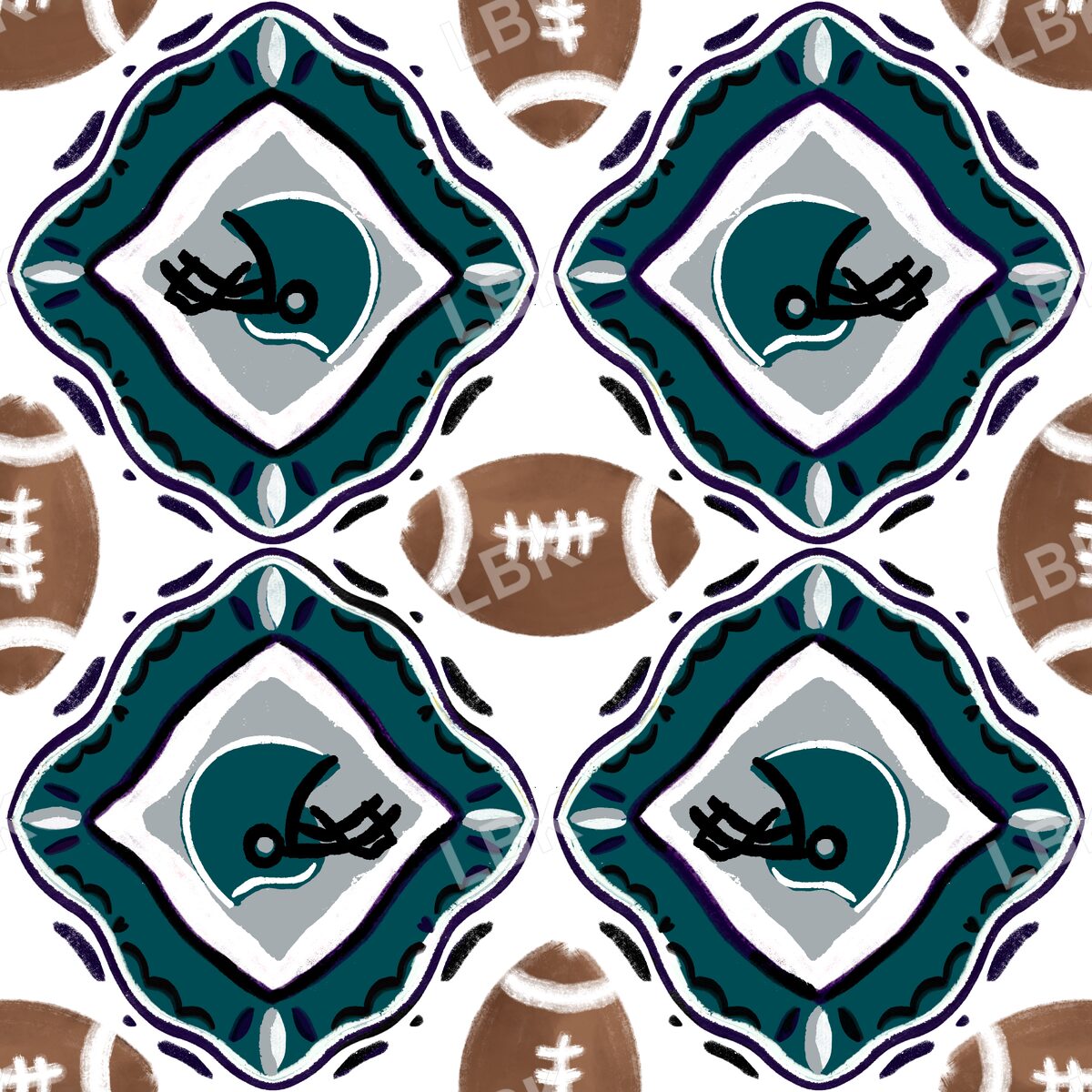 Philadelphia team football tiles white