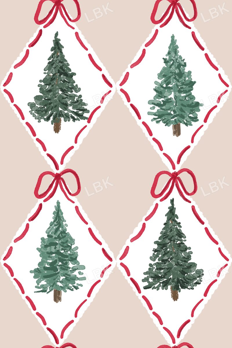 Tan tree argyle w red bow
