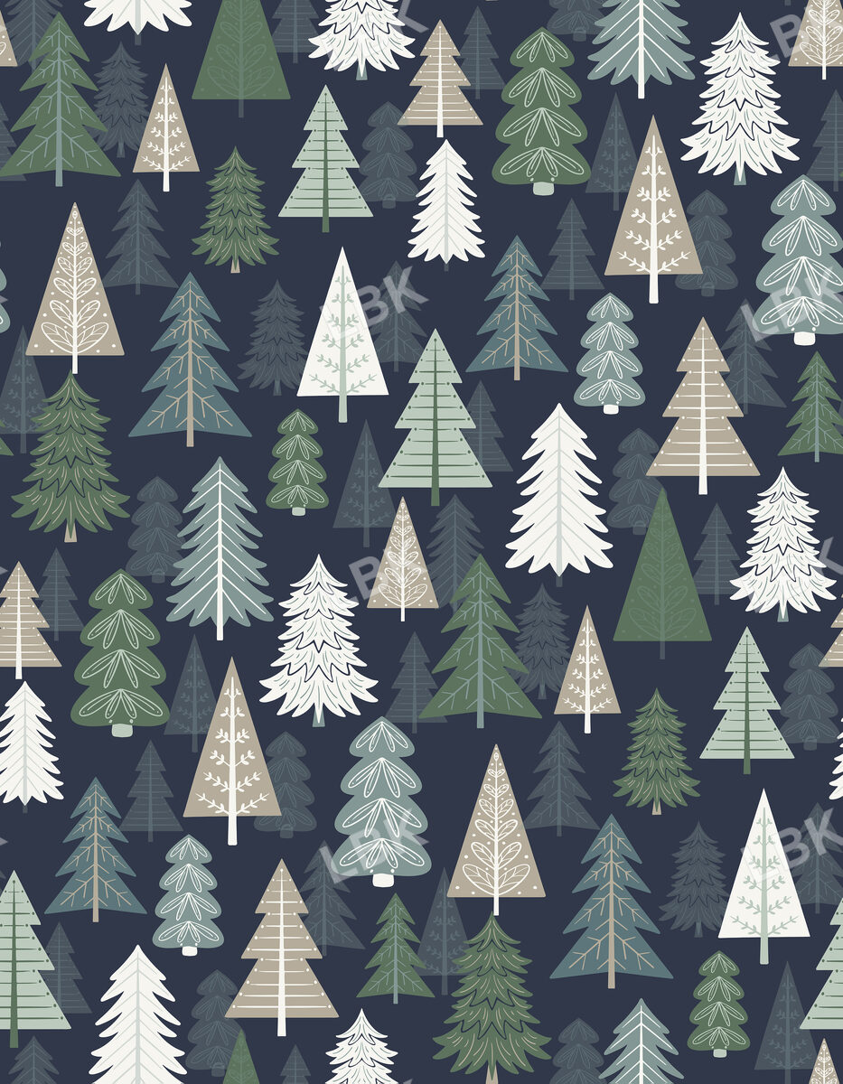 Winter Fox Forest Navy