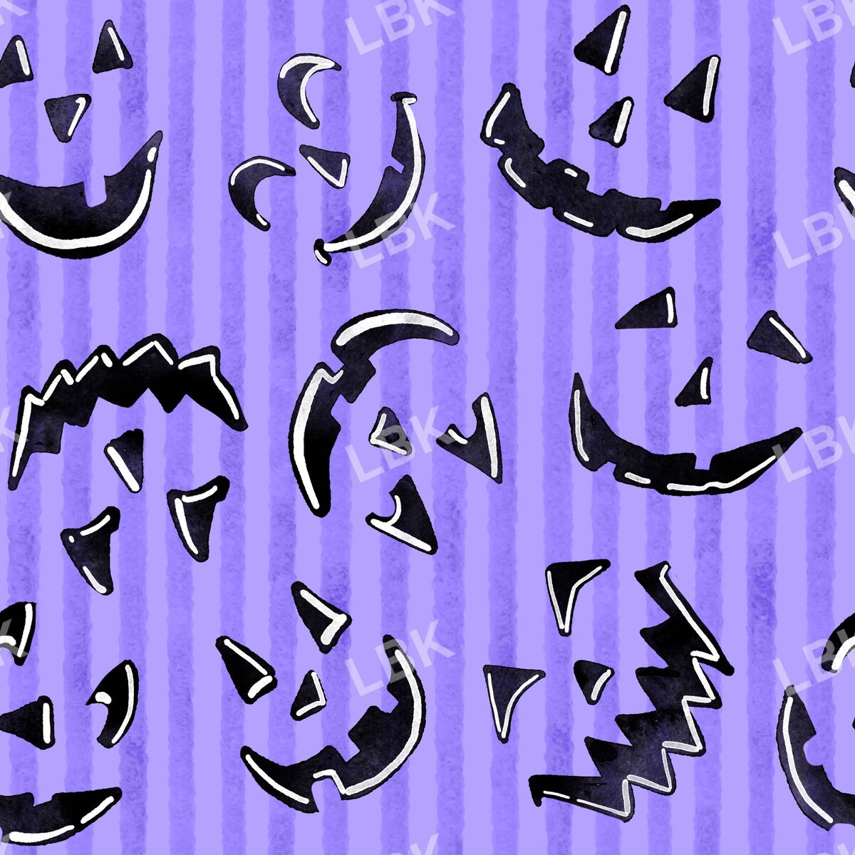 Striped Jack-o-lantern faces bright purple