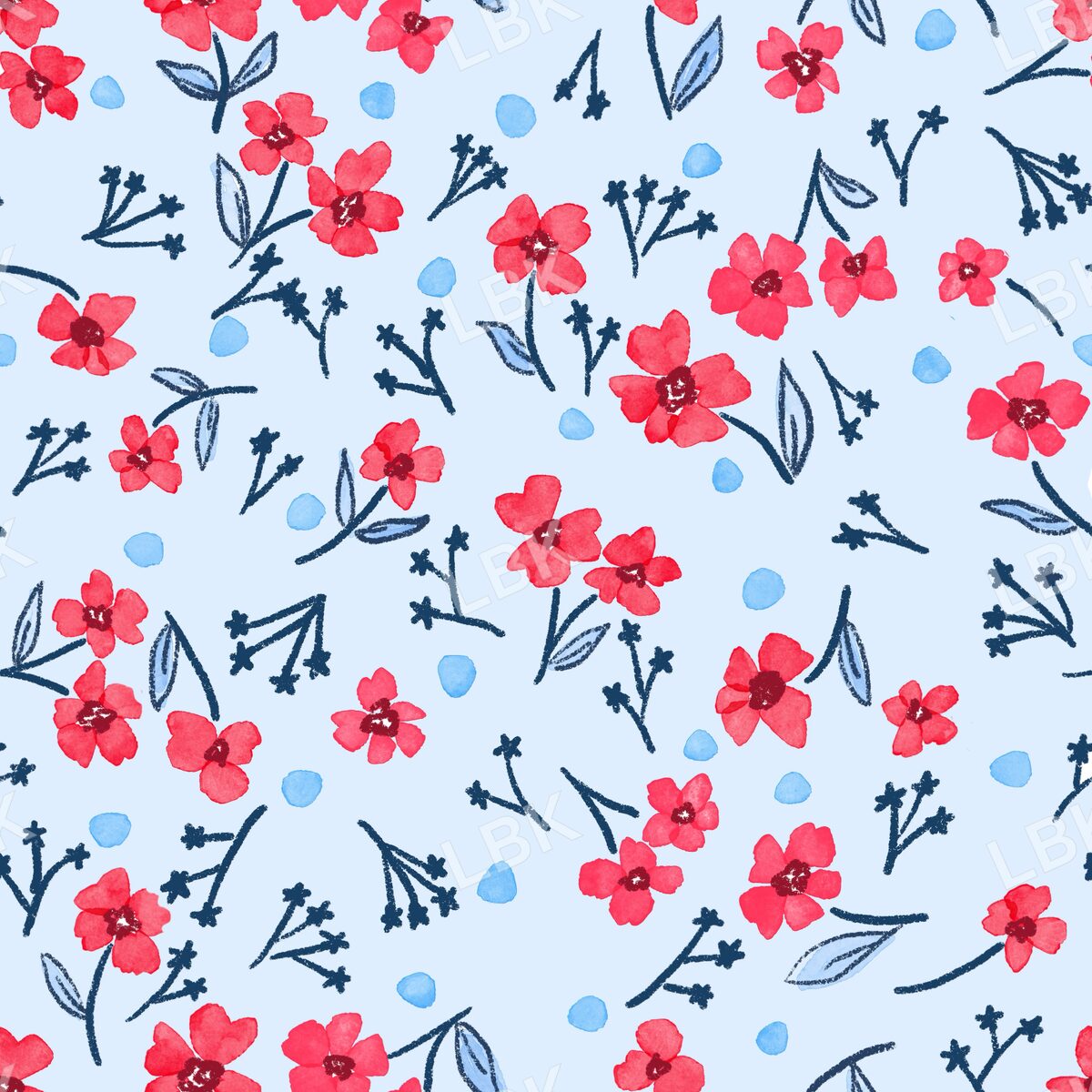 Shooting star floral light blue